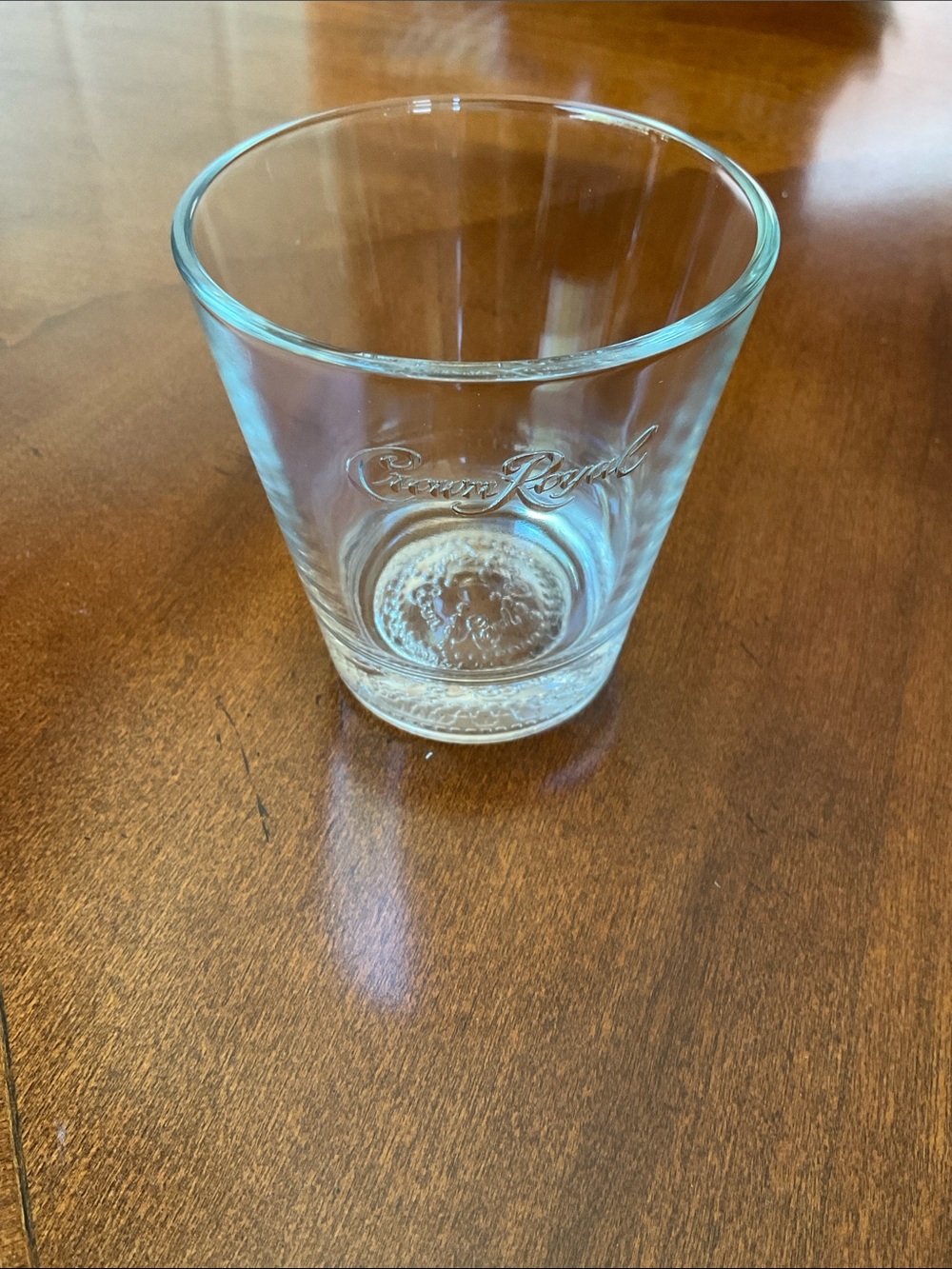 Crown Royal Embossed Lowball Rock Glass Heavy Bottom